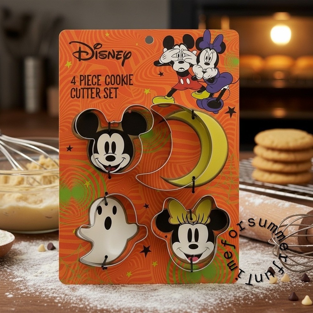 Disney Halloween 4 Piece Cookie Cutter Set Mickey Minnie Mouse Ghost Moon Metal